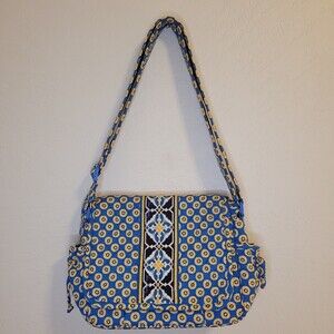 Vera Bradley Riviera Blue and Yellow Adjustable Strap Shoulder Bag 100% Cotton